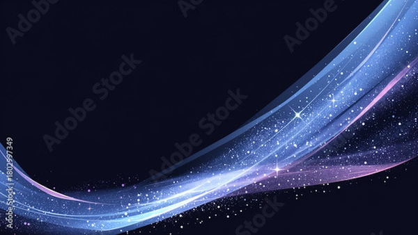 Obraz 天の川のように輝く青と紫の光の帯