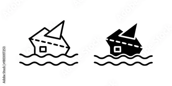 Obraz Disaster Relief outline and pictogram Icon for Emergency Aid, Rescue, and Humanitarian Support
