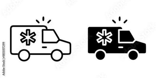 Obraz Emergency Transport outline and pictogram Icon for Ambulance, Rescue, and Medical Services