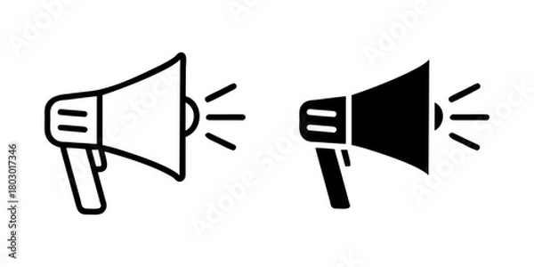 Fototapeta Megaphone outline and pictogram Icon for Announcement, Promotion, and Communication Design