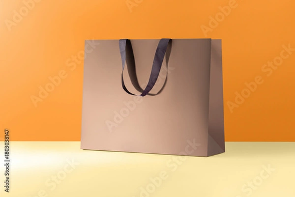 Fototapeta Brown paper glossy shopping bag mockup