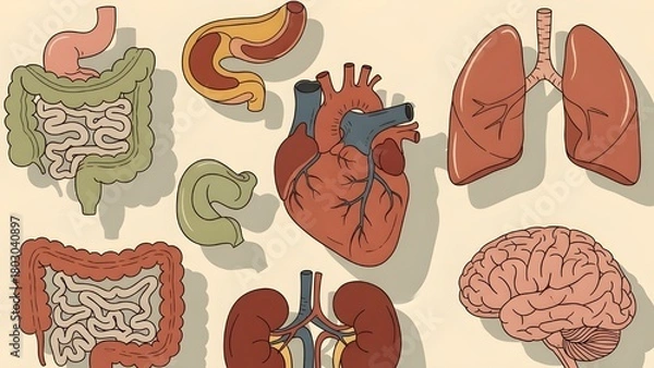 Obraz Retro Flat Medical Icons With Muted Colors