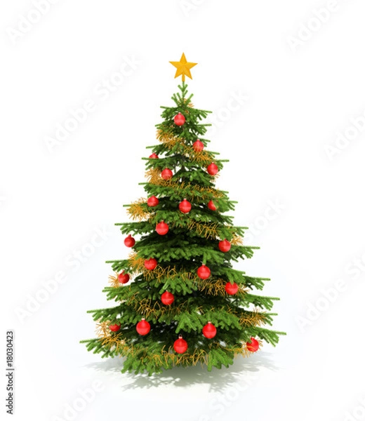 Obraz Christmas illustration with a decorated christmass tree .