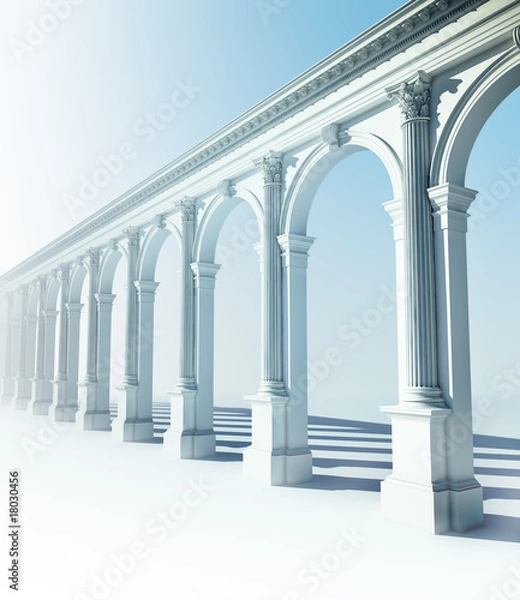 Fototapeta Classical colonnade with arcades and Corinthian columns