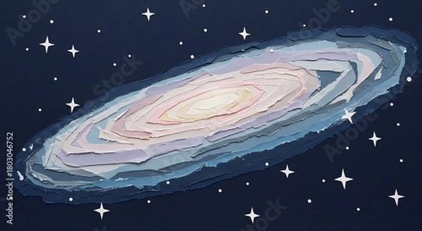 Obraz Hand-Drawn Galaxy Illustration - Swirling Pastel Colors and Sparkling Stars in Deep Space.