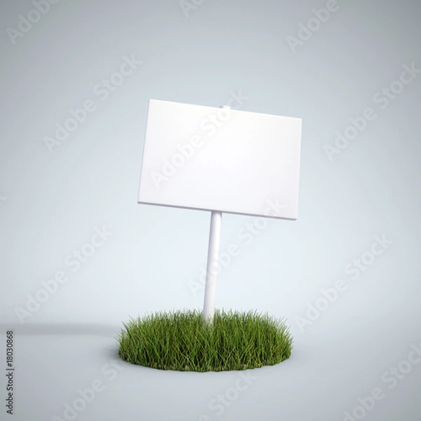 Fototapeta An empty sign on a patch of grass