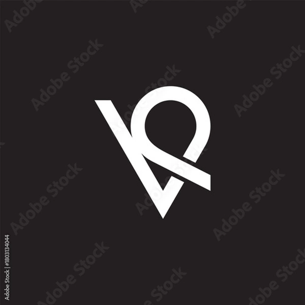 Obraz letter v loop  simple geometric overlap logo vector