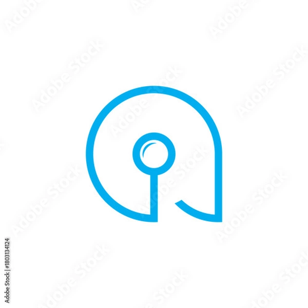 Fototapeta letter a lowercase magnify glass simple logo vector
