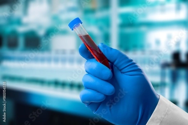Obraz Doctor hold test blood sample in tube