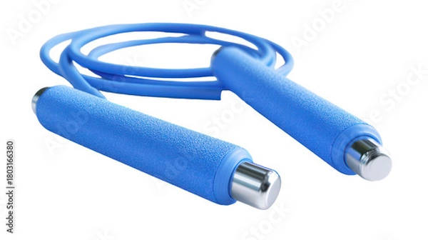 Fototapeta Blue jump rope with textured handles isolated on transparent background