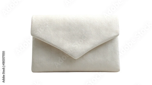 Fototapeta Small white textured pouch folded on a transparent background isolated on transparent background