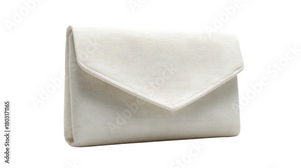 Fototapeta Elegant white patterned clutch bag isolated on transparent background