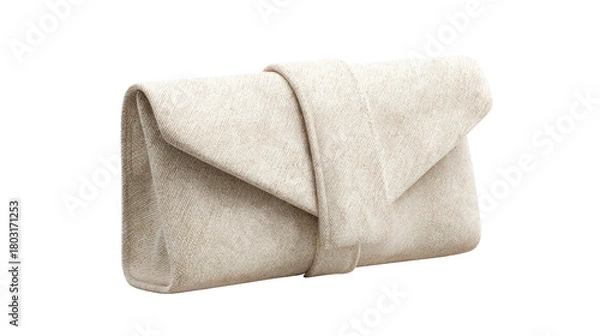 Fototapeta Textured beige clutch purse isolated on transparent background