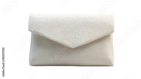 Fototapeta White textured envelope or small pouch isolated on transparent background