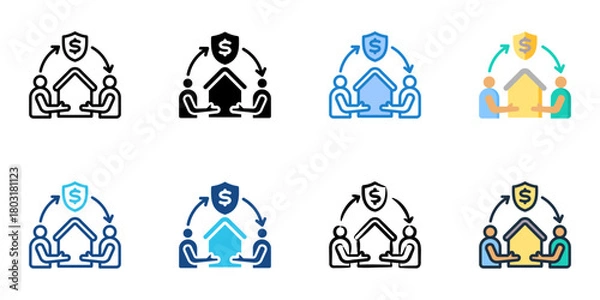 Obraz Escrow account icon set multiple style collection 

