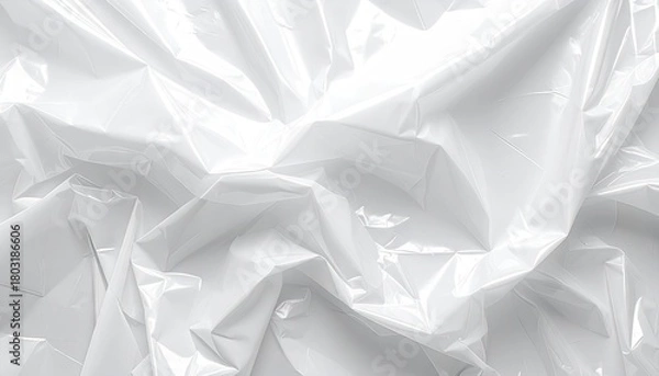 Fototapeta Wrinkled, glossy white sheet surface with soft light