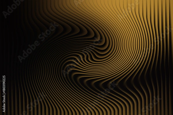 Obraz Abstract golden lines forming a swirling wave like pattern against a dark background