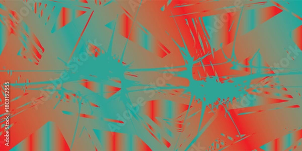 Fototapeta Abstract Turquoise Splatter on Red-Orange Gradient Background.