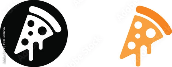 Obraz Simple Slice of Pizza with Dripping Cheese Logo Icon Vector illustration