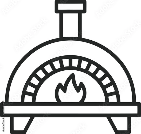 Obraz Print Traditional Wood-Fired Pizza Oven Icon for Restaurant Menu Vector illustration