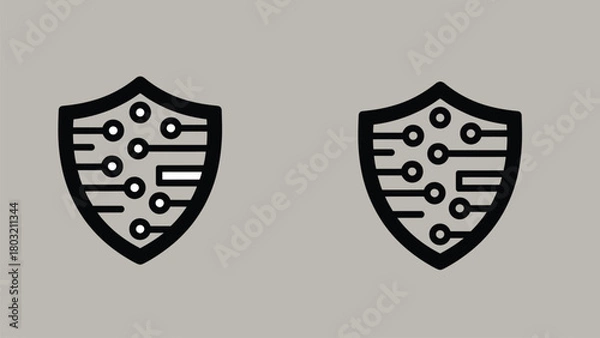 Obraz Digital Cyber Security Shield Icon with Circuit Board Pattern Vector illustration