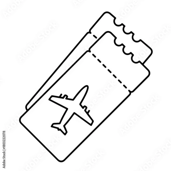 Fototapeta Modern airplane ticket icons for travel planning and booking inspiration