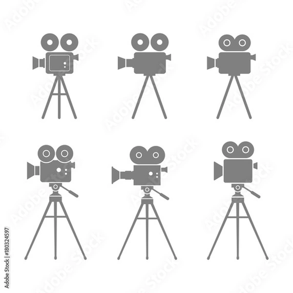 Obraz Movie camera vector icons on white background