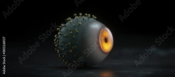 Fototapeta Intricate 3D Model of an Eyeball with Detailed Texture and Vibrant Orange Iris Design