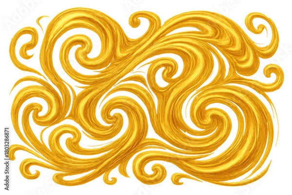 Obraz Golden swirl ornament with elegant baroque filigree patterns and abstract decorative flourishes on transparent background