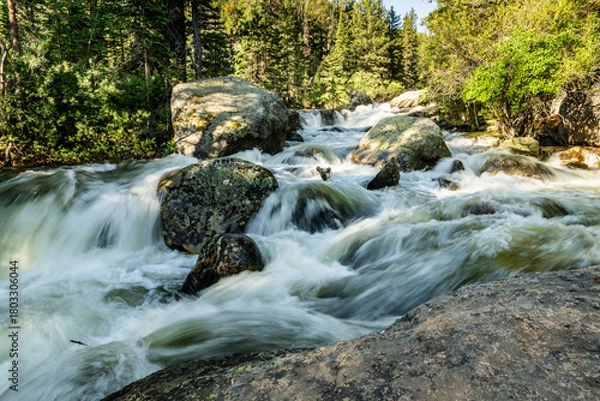 Fototapeta Rushing Snow Melt Rushes Through Creek In Rocky Mountain