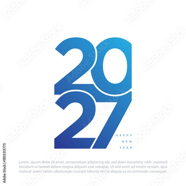 Fototapeta 2027 Happy New Year logo text design. 2027 number design template.