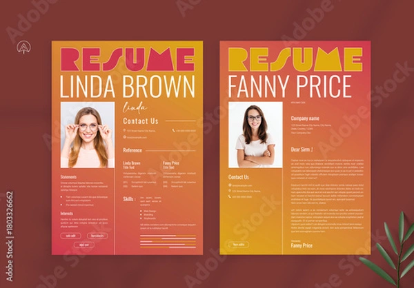 Obraz Resume Template With Orange Color