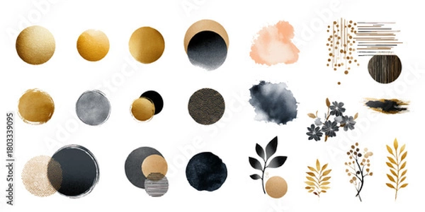 Obraz 金色と黒の和モダンなあしらいとモチーフのセット