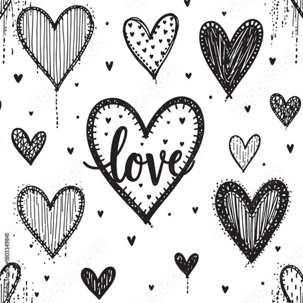Obraz Inked Love Typographic Doodle Pattern