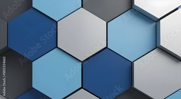 Obraz The color palette includes various shades of blue and light gray/off-white, outlined by dark gray edges, creating a dynamic, raised surface effect.