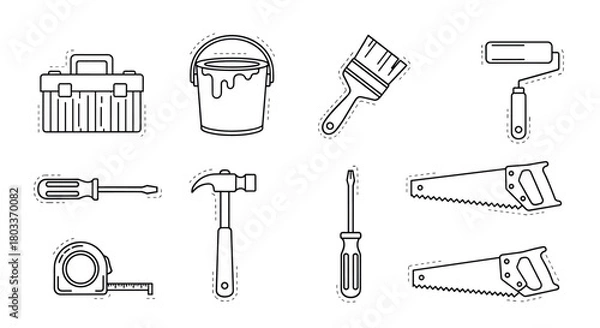 Obraz A collection of essential tools for home improvement and repair projects.