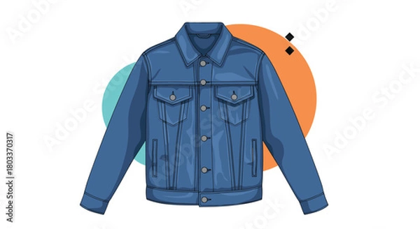 Obraz A stylish blue denim jacket with pockets and buttons for everyday wear.