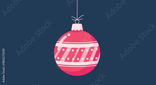 Obraz A festive red and white patterned Christmas ornament hangs against a deep blue background.