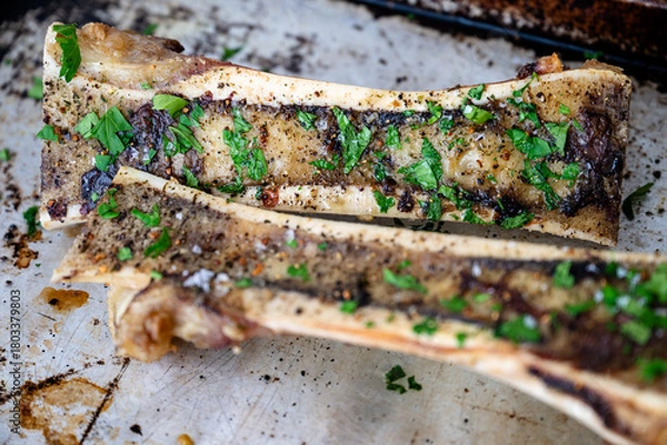Fototapeta Close up of Beef Bone Marrow Roasted