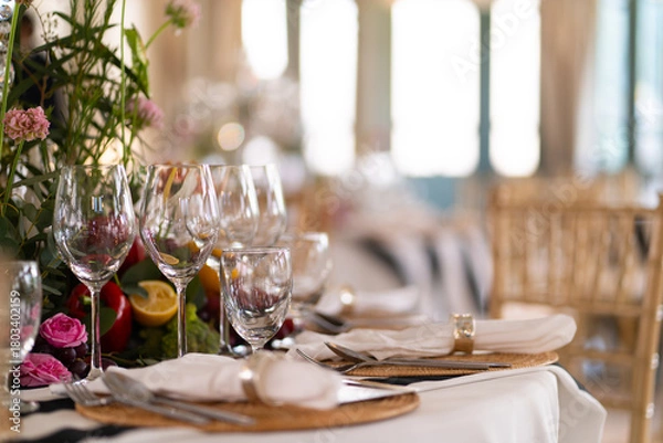 Obraz Dining table for a luxurious dinner in a restaurant