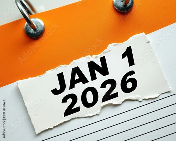 Obraz January 1, 2026 Calendar Page Torn from Notebook Style Planner