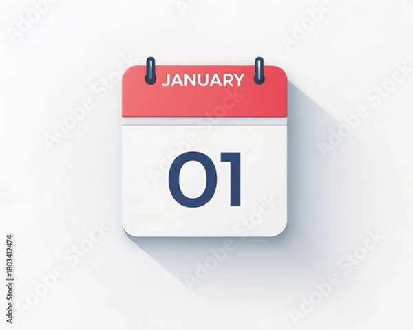 Obraz Calendar icon shows first day of january new year reminder date schedule white background