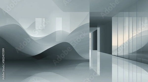 Obraz Abstract wavy interior structure creating a modern minimalist design