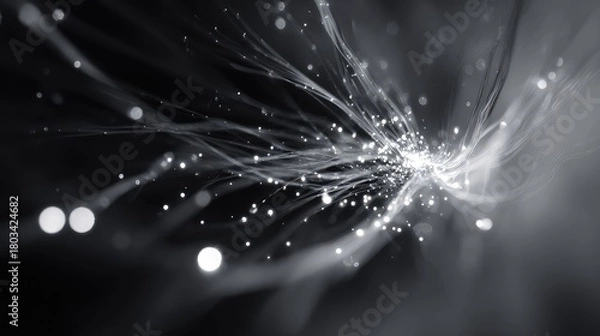Obraz Fiber optic diverging lines transmitting global data