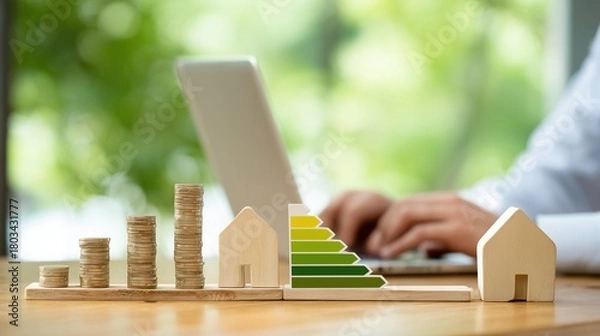 Fototapeta Energy Performance Certificate Concept Showing the Highest Efficiency Level for a Building.