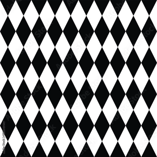 Obraz Rhompbuses black and white pattern. Simple rhombuses checkered pattern. Abstract pattern background of triangle. flat style.