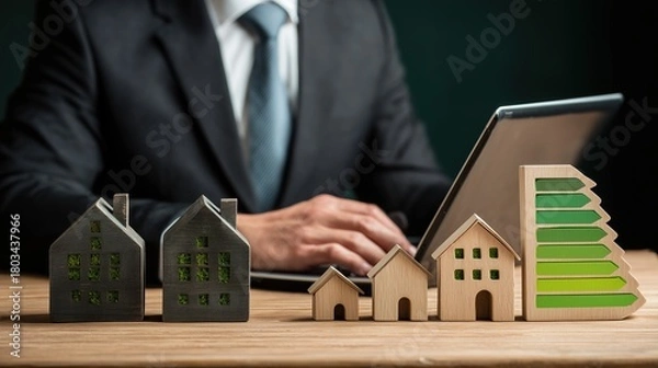 Fototapeta Real Estate Concept Highlighting the Value of a Top-Tier Energy Efficiency Class.