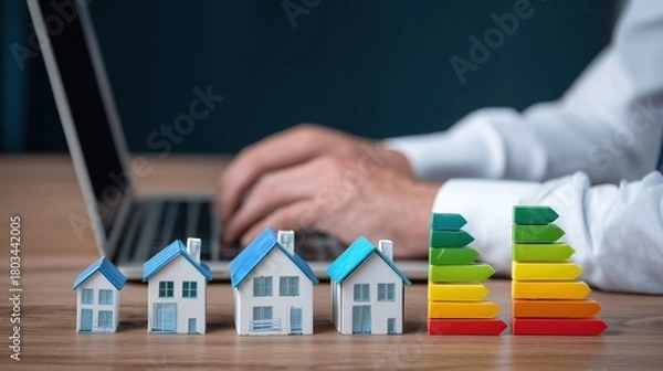 Fototapeta The Passive House Concept: An Ultra-Low Consumption Ecological Home for the Future.