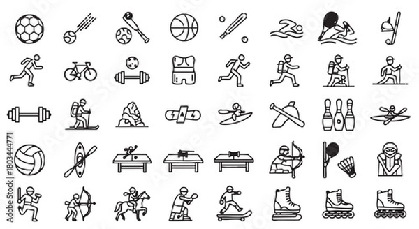 Fototapeta Sports and Recreation Icons Set Collection of various outdoor activities