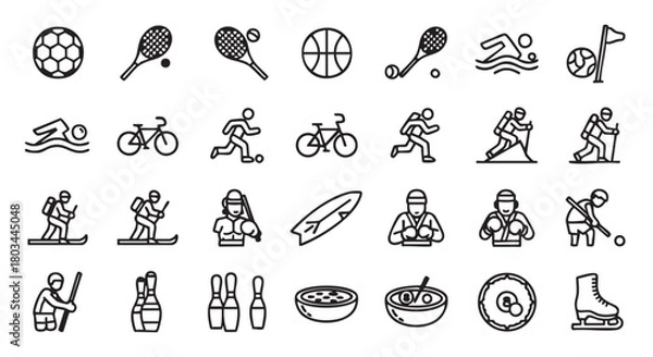 Fototapeta Sports and recreation themed vector icon collection on white background